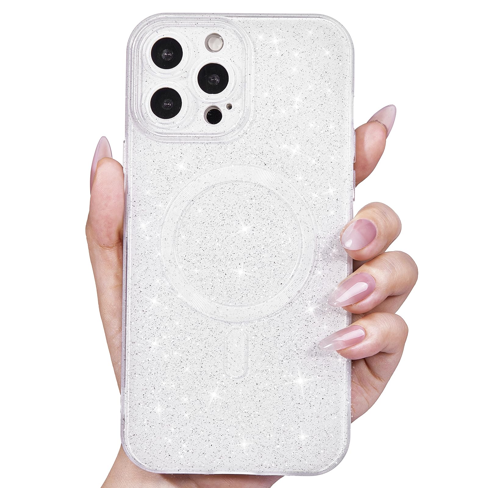 Svanove Glitter Case for iPhone 16 Pro Phone Case Magnetic Compatible with Magsafe, Sparkle Bling Shiny Sparkly Cute Girly Design, Bright Trendy