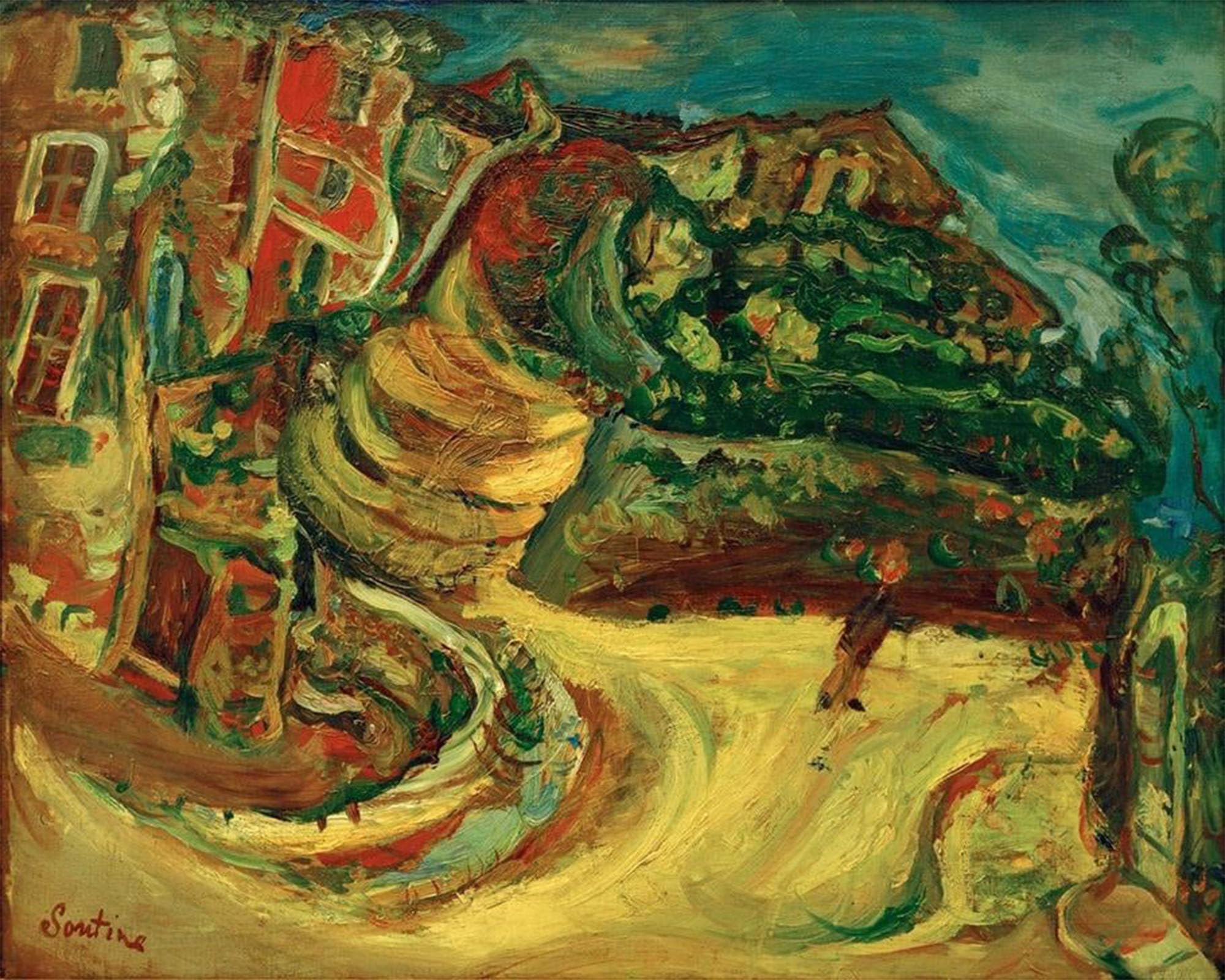 SERENDIPITP Vintage Picture Print on Canvas Wall Art Poster the Street of Céret by Chaim Soutine Artwork Print Poster for Wall Decor 60x90cm
