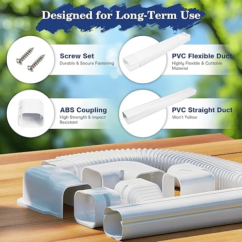 Miniatura 6 de LyPrem Mini Split Line Set Cover 3" PVC Line Cover Kit para Mini Split y Central Aire Acondicionado y Bomba de Calor (blanco)