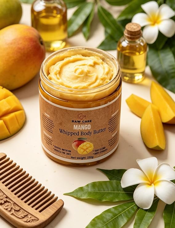 Mango Whipped Body Butter, 100% Pure Mango Butter, Deep Moisturiser for Dry and Sensitive Skin, 250g