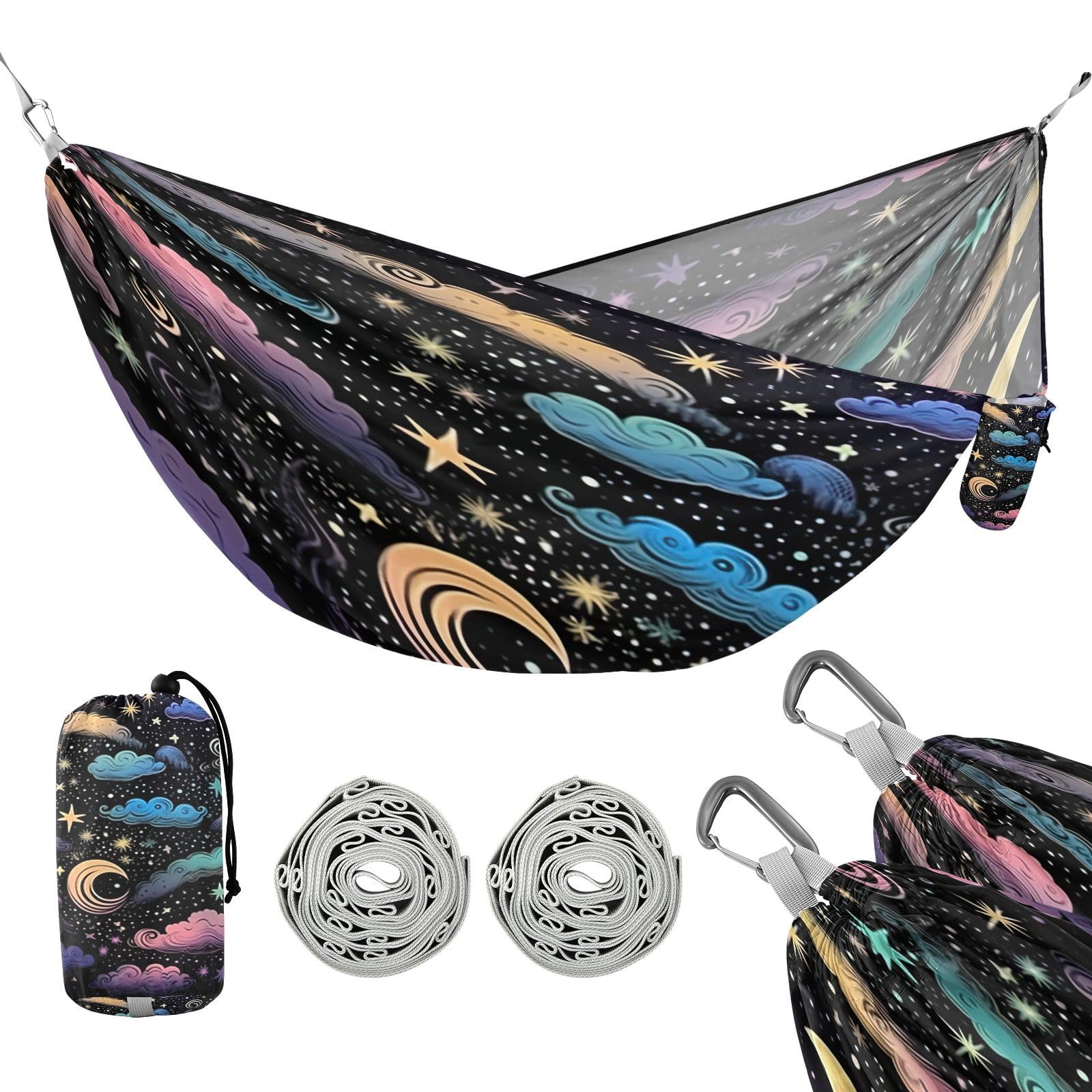 ATTX Colorful Sky Camping Hammock - Lightweight & Portable Hammocks, Heavy Duty 330lbs Capacity for Indoor, Hiking, Backpacking, Travel, Backyard, Beach#447