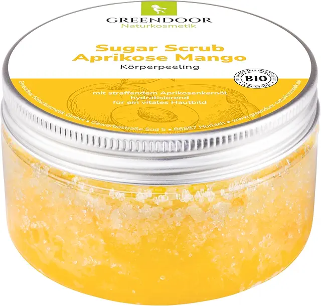 GREENDOOR Körperpeeling Sugar Scrub Aprikose Mango 230g - Sanftes Duschpeeling ohne Mikroplastik