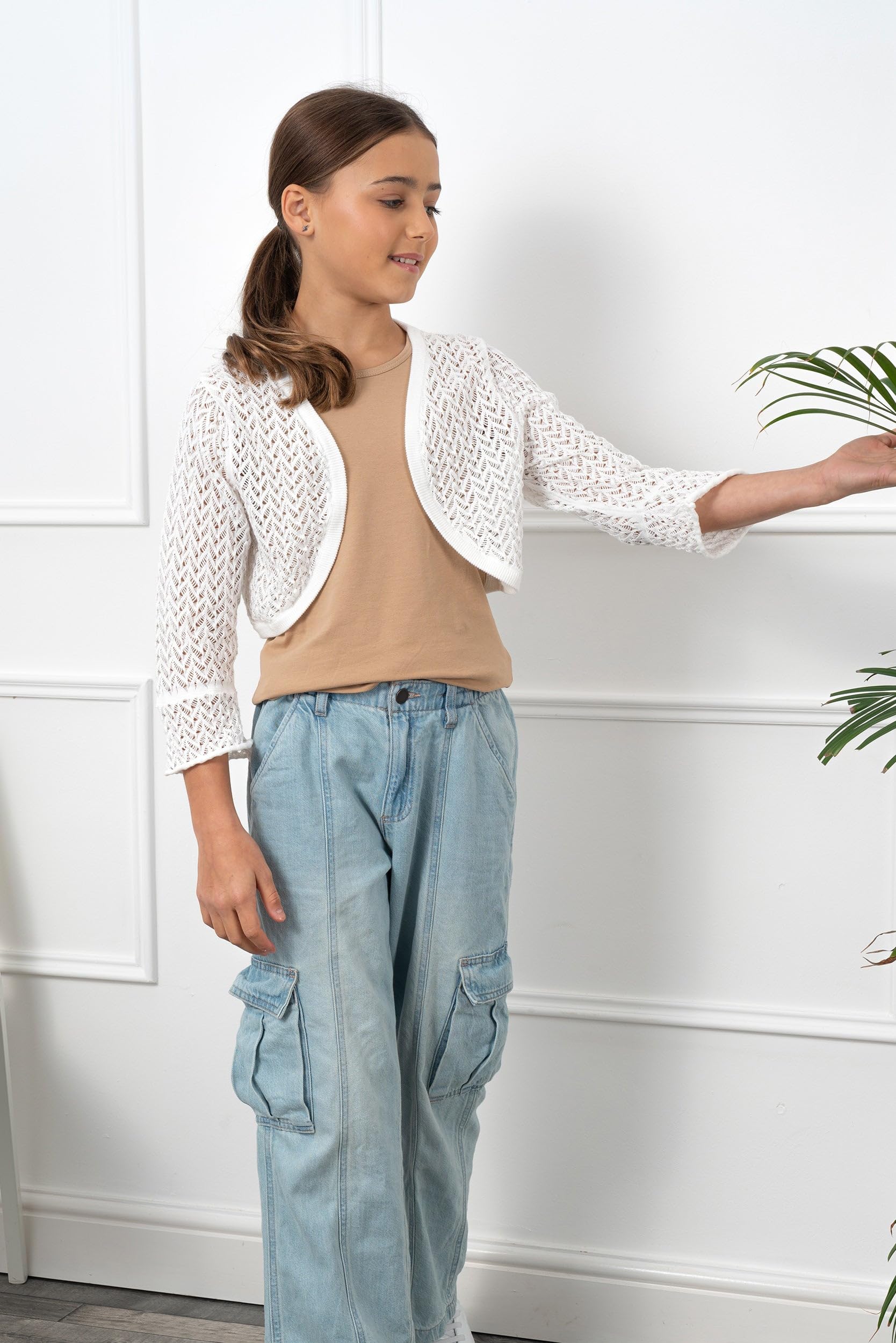 Bolerose Chicas Manga Larga Chaqueta de Punto Suelto Torera Niñas