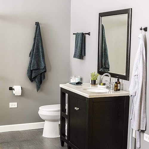 Miniatura 2 de JS Jackson Supplies Kit de 4 piezas de accesorios de baño cuadrado suave  Incluye barra de toalla de 18.0 in, soporte de papel higiénico y ganchos