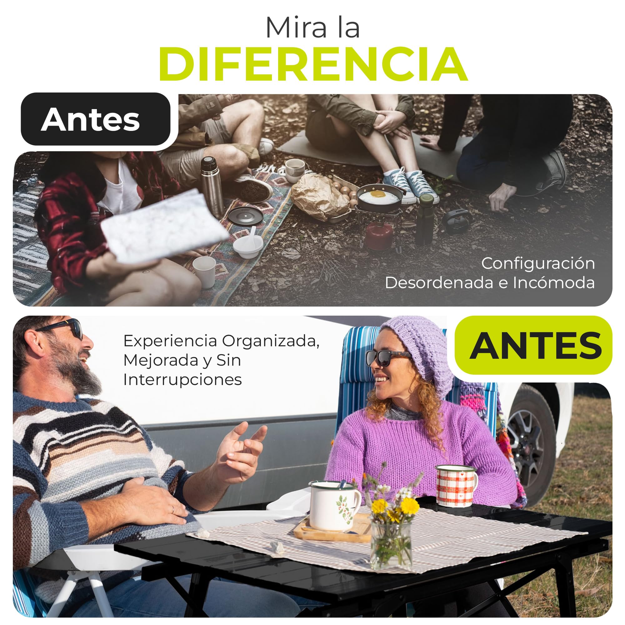 Mesa Enrollable Camping - Aluminio, 30 kg, 90x51 cm | Altura regulable 45-65 cm - tablero enrollable - bolsa de transporte incluida - solo 3,9 kg