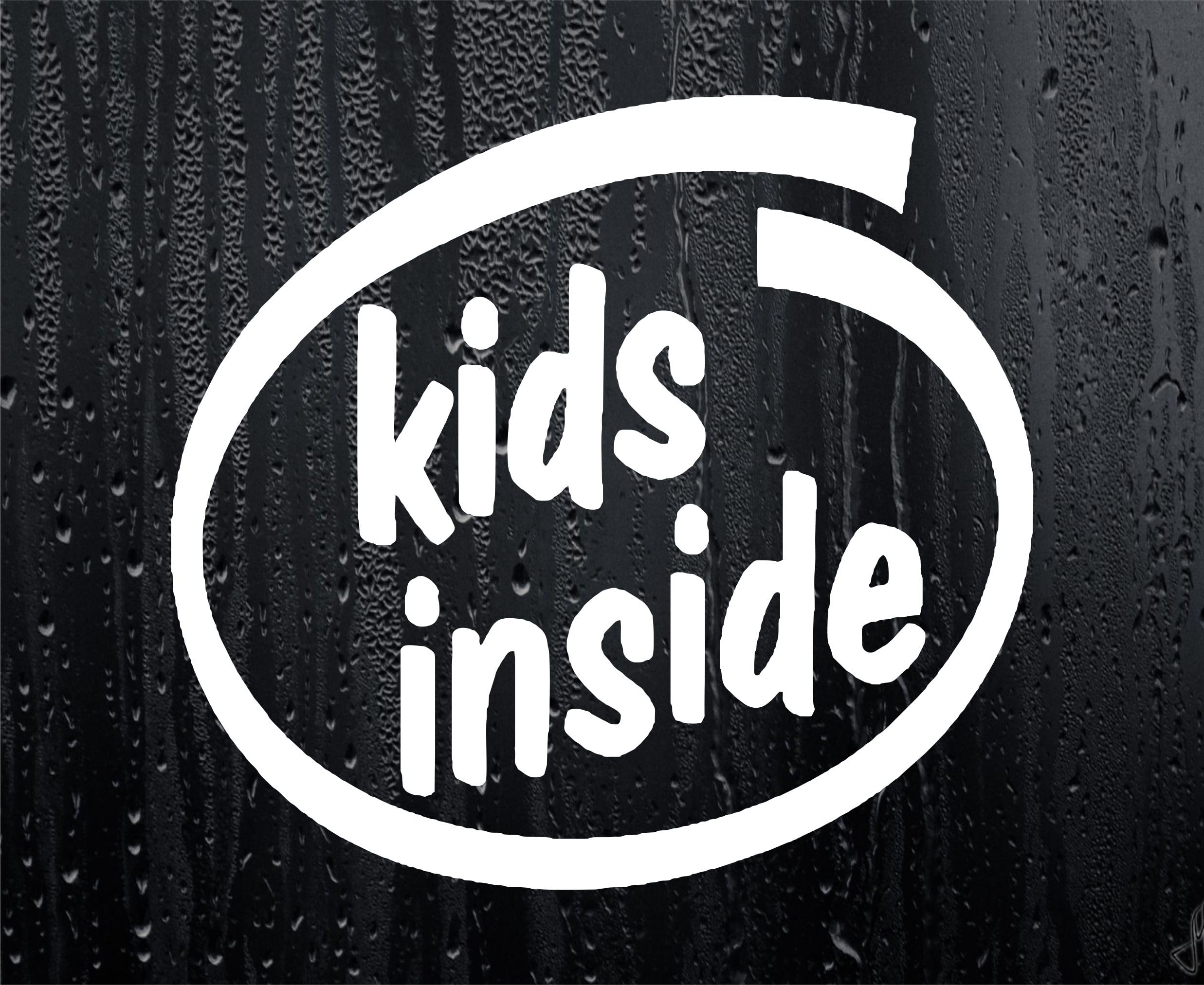 Car Sticker Kids Inside Funny Novelty Van Bumper Window Boot Door Decal for Glass, Bodywork and Smooth Plastic