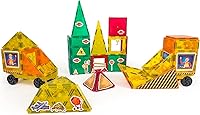 Vista 2 de Tytan Tiles Construction Site & Trucks - Juego de construcción de azulejos magnéticos de 60 piezas, divertido juguete STEM para niños, juego