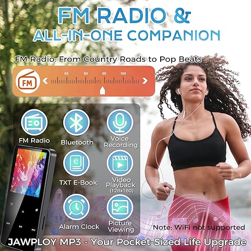 Miniatura 7 de Reproductor MP3 de 80 GB con Bluetooth Reproductor de música portátil de alta fidelidad con altavoz HD, sonido sin pérdidas, radio FM, grabadora de