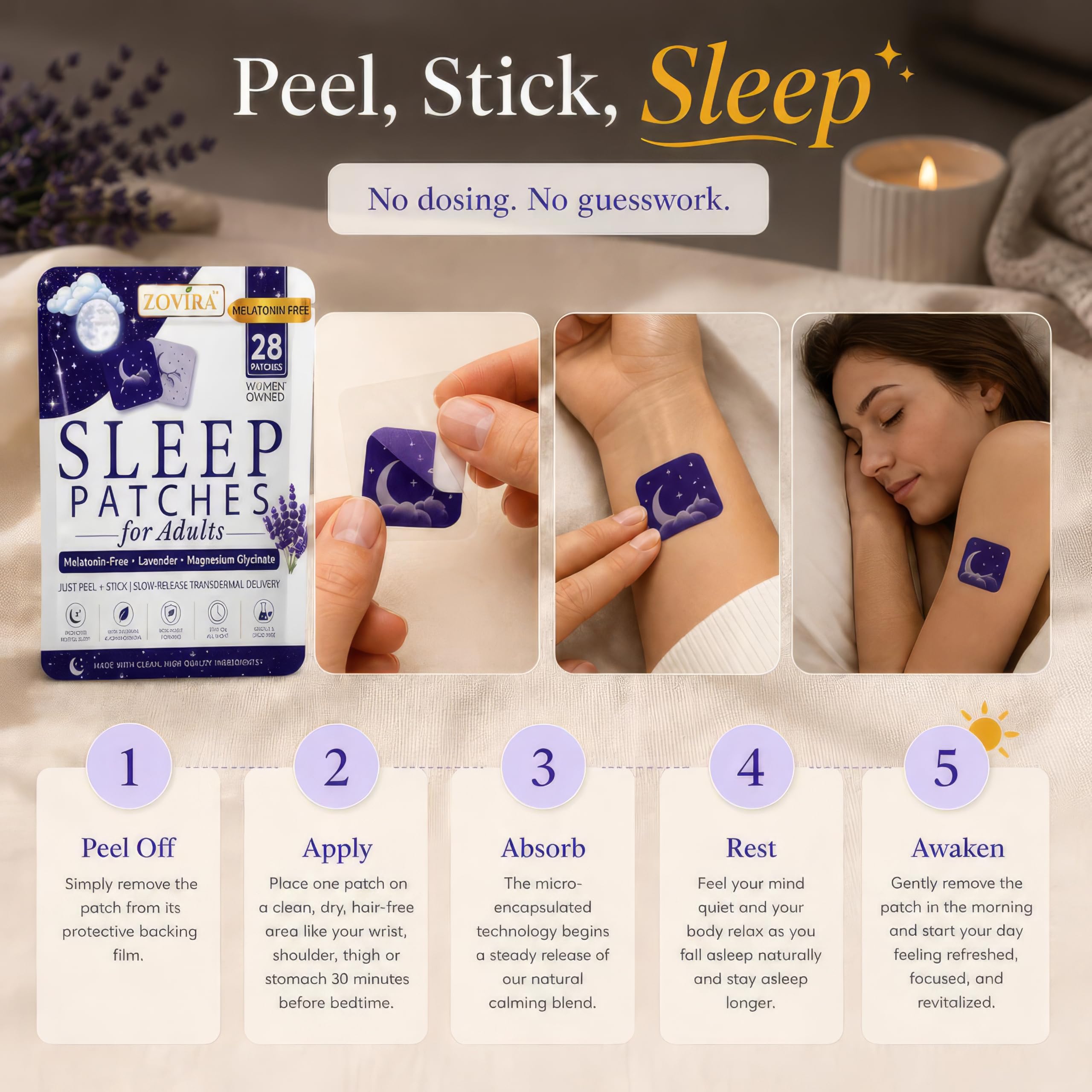 Sleep Patches for Adults, Melatonin Free Sleep Aid, 28 Count 1 Pack — Amazon image 5