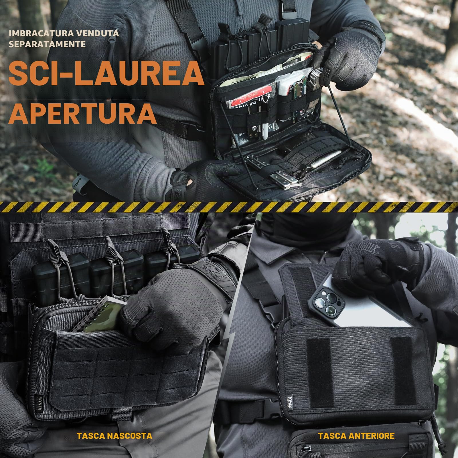 WYNEX Molle Admin Borsa di stile canguro, tattica Utility Borsa per attrezzi con inserto Mag/Zipper Strip Modular EDC Borsa Medica Organizzatore di Attachment Patch inclusa