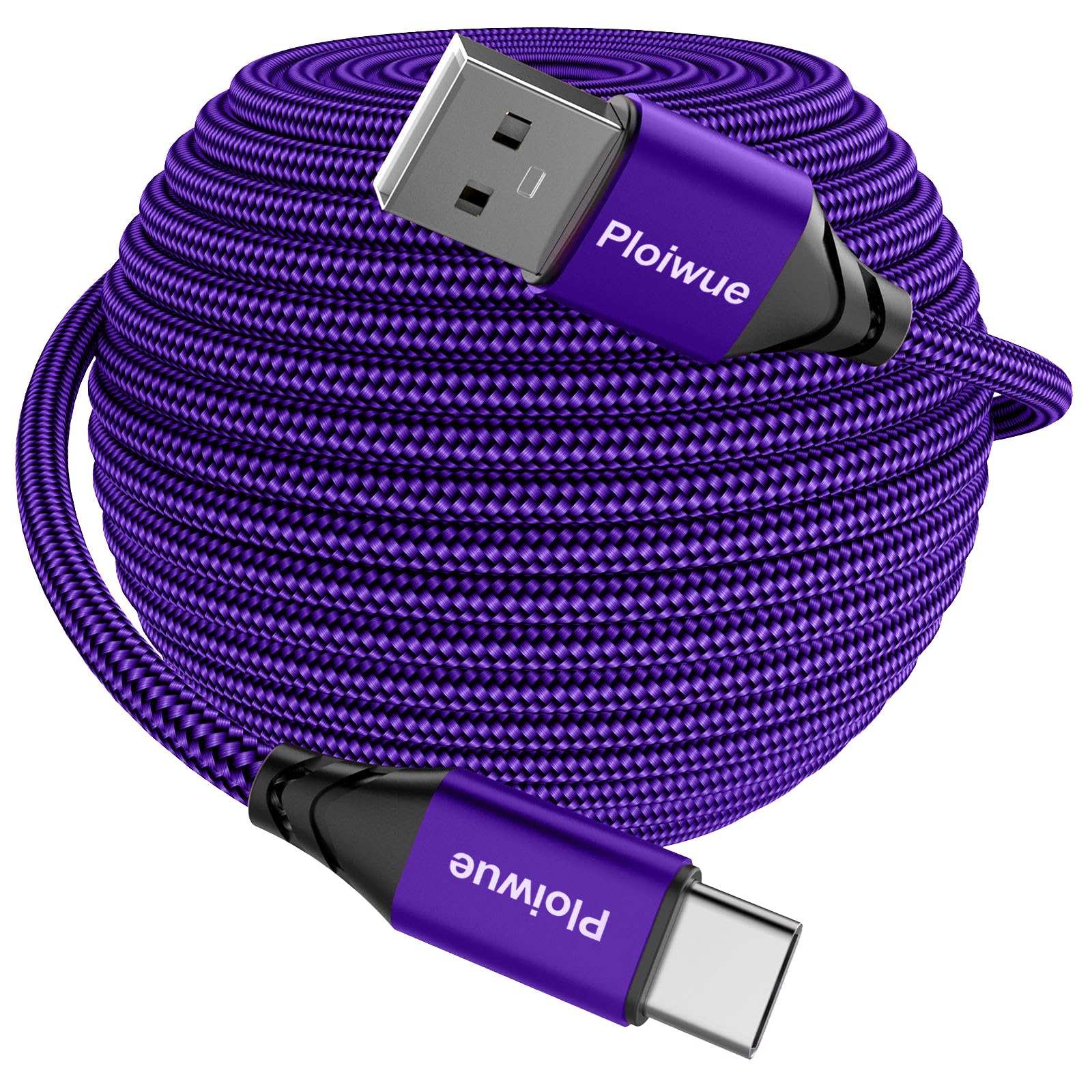 Extra Long USB C Cable 10m USB 2.0 A to Type C Fast Charger Charging Cord for Samsung Galaxy LG Moto Sonyxepria XiaomiRedmi Smartphones Tablets Laptop Security Camera PS5 Controller and more(Purple)