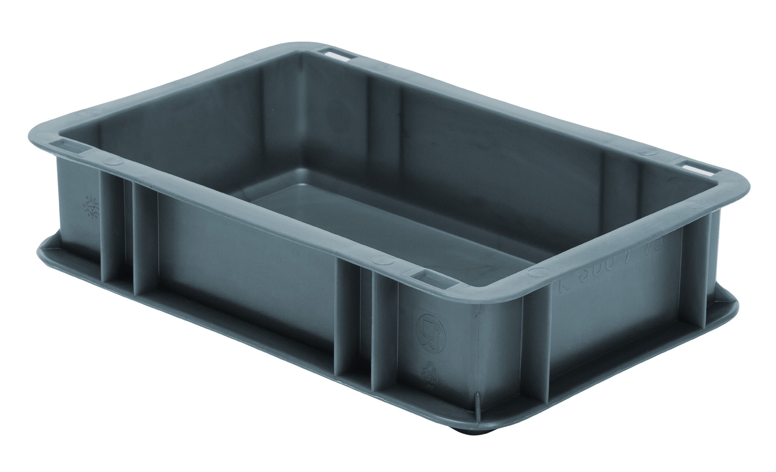 LA-KA-PE zestaw 8 pojemników transportowych, w formacie euro, 30 x 20 x 7,5 cm (dł. x szer. x wys.), szare, bardzo stabilne, zamknięte ściany/dno