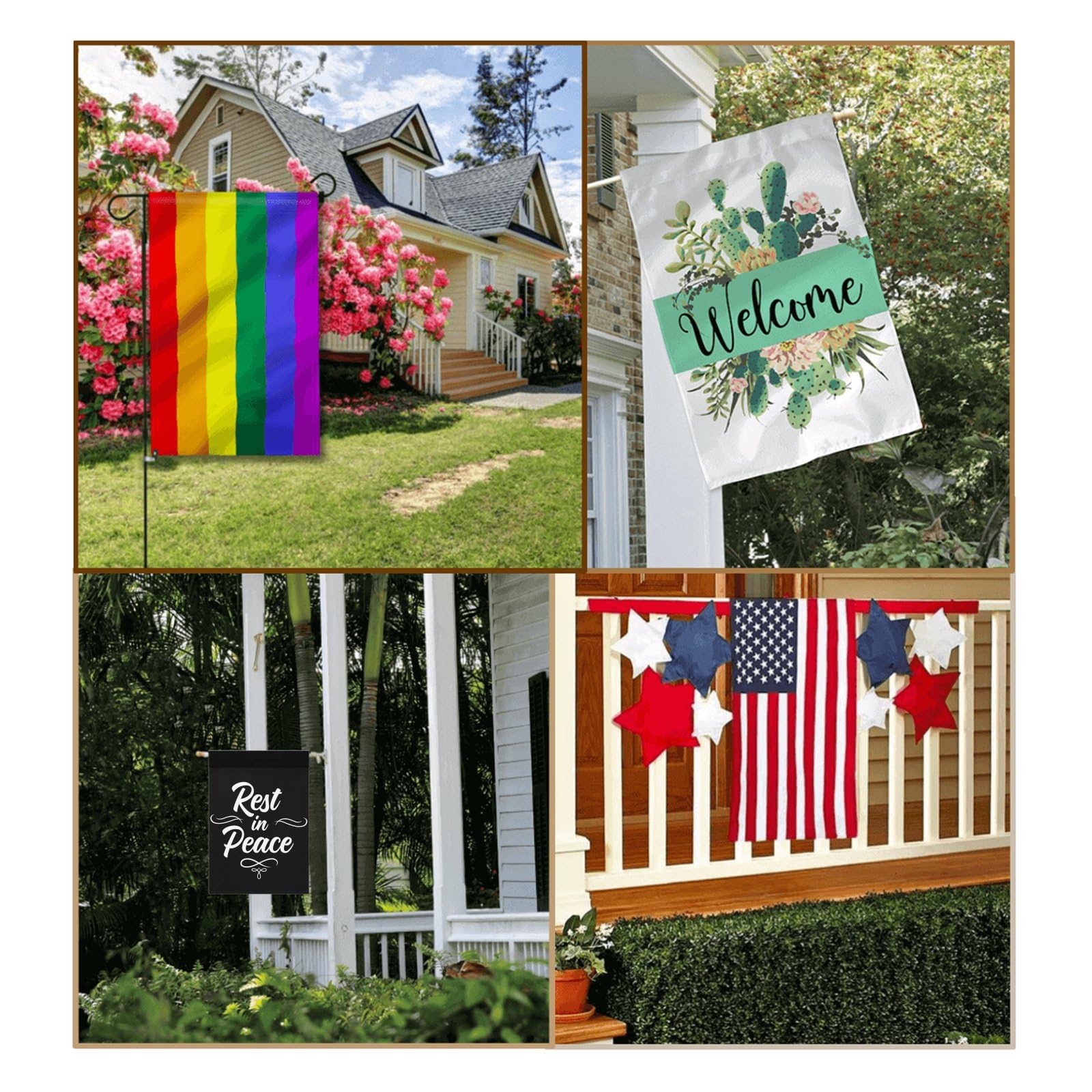 ガーデンオーナメント　REST IN PEACE Amazon.com : Rest In Peace Outdoor Flag, Decorative House