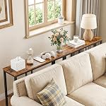 HOOBRO Narrow Console Table, 44.9" Behind Sofa Table with Shelves, Slim Couch Table with Storage, Entryway Display Shelf, for Living Room, Foyer, Hallway, Rustic Brown and Black BF86XG01
