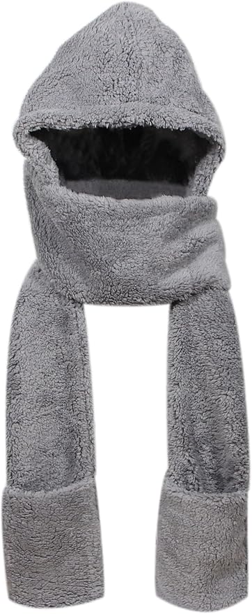 Rave Hood Bioterti 3-in-1 Fleece Hooded Scarf Super Soft Winter