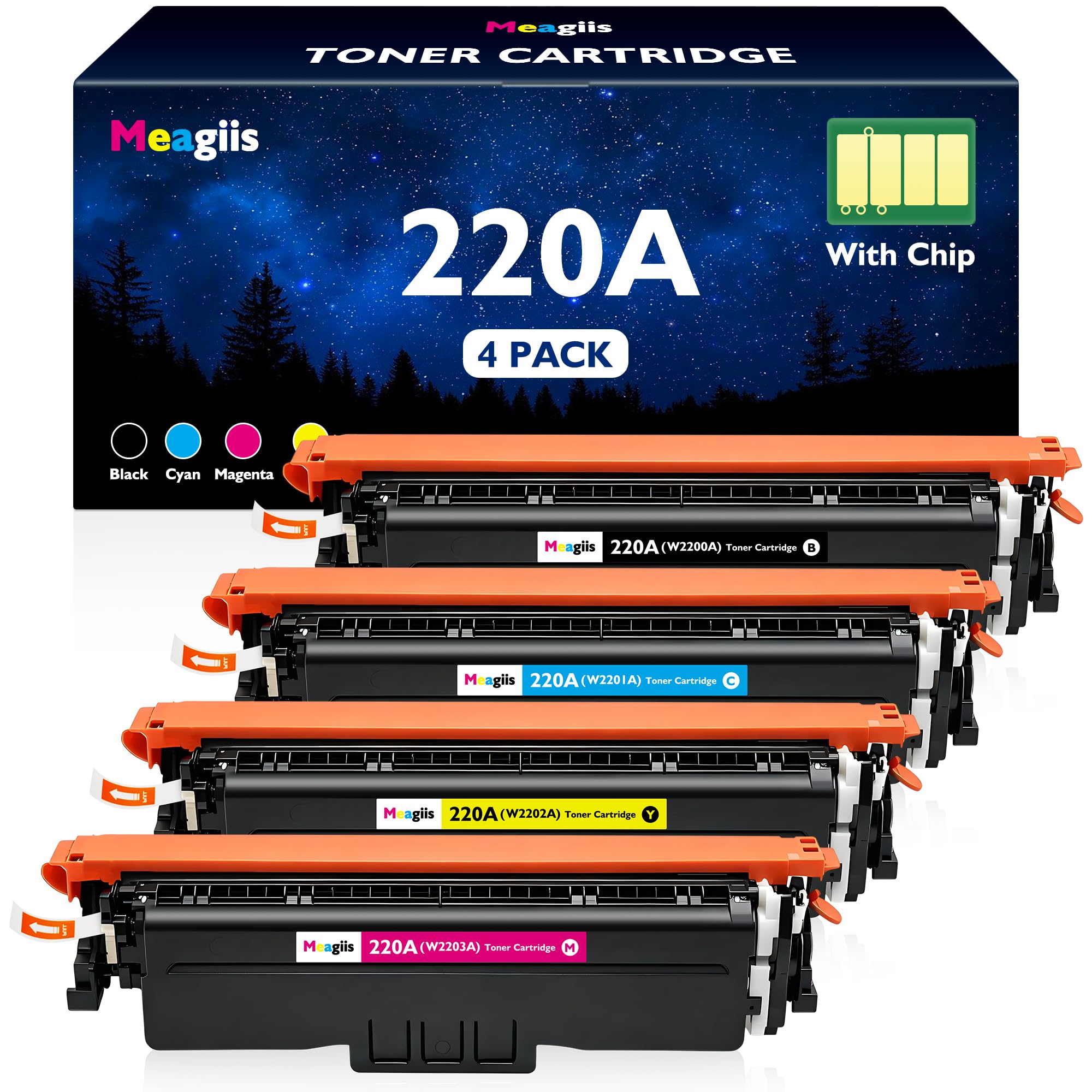 220A Toner Compatible pour HP 220A 220X Toner (avec Puce, Lot de 4)