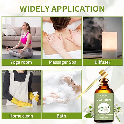 Miniatura 6 de Sedbuwza Aceite esencial de jazmín, aceite de jazmín 100% puro y natural para difusor de masaje, humidificador, vela, jabón, aromaterapia, 3.38 onzas