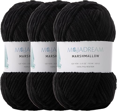 3PCS Hilo de Chenille de 3.5oz para Mantas Amigurumi: Hilo de Terciopelo Suave para Bebé Tejido y Ganchillo Voluminoso 5# Hilo 3 Madejas de 100g