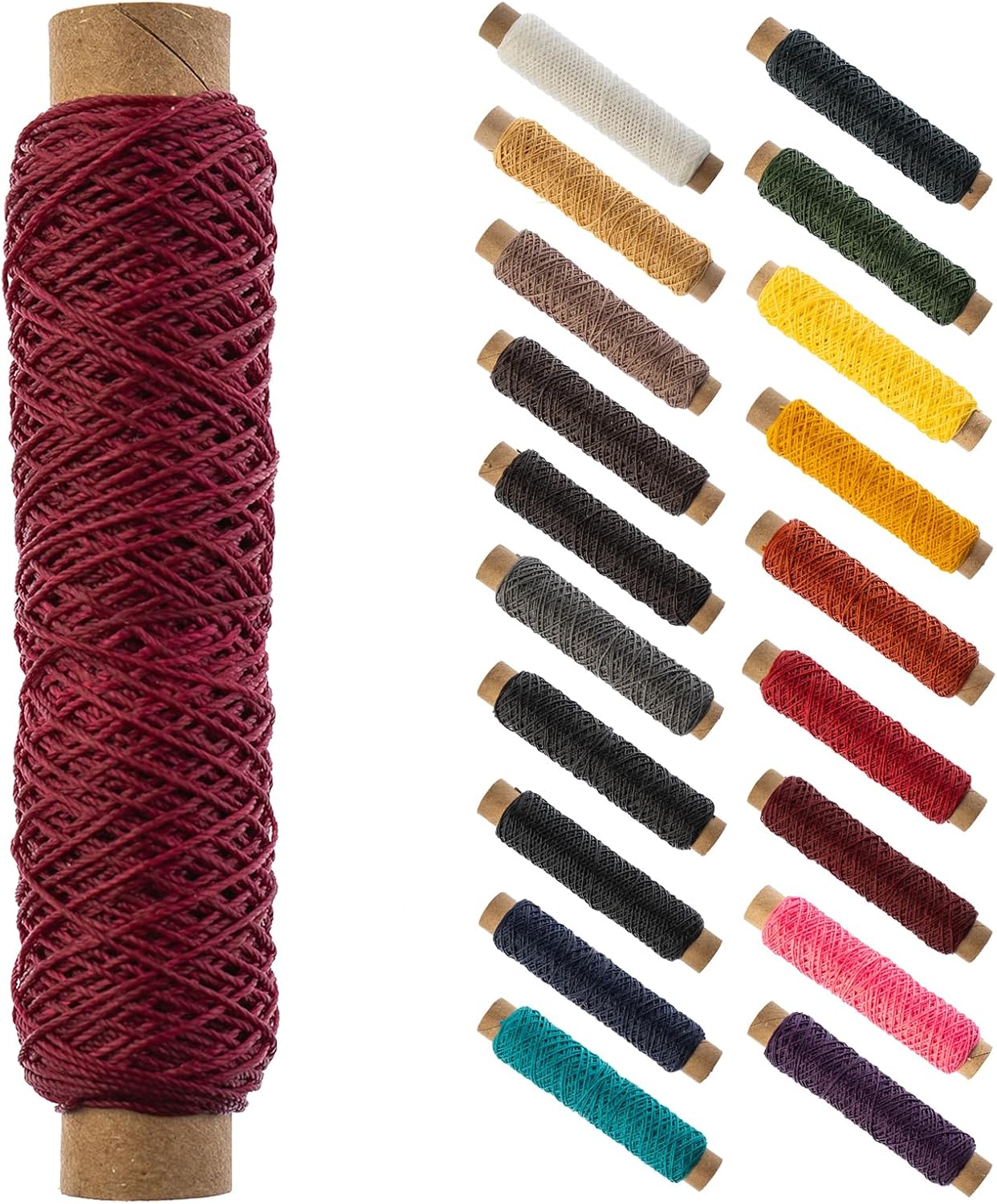Waxed Thread 3ply Made in USA 75ft (25yd) Bobbin 0.38mm (0.015in), Wine