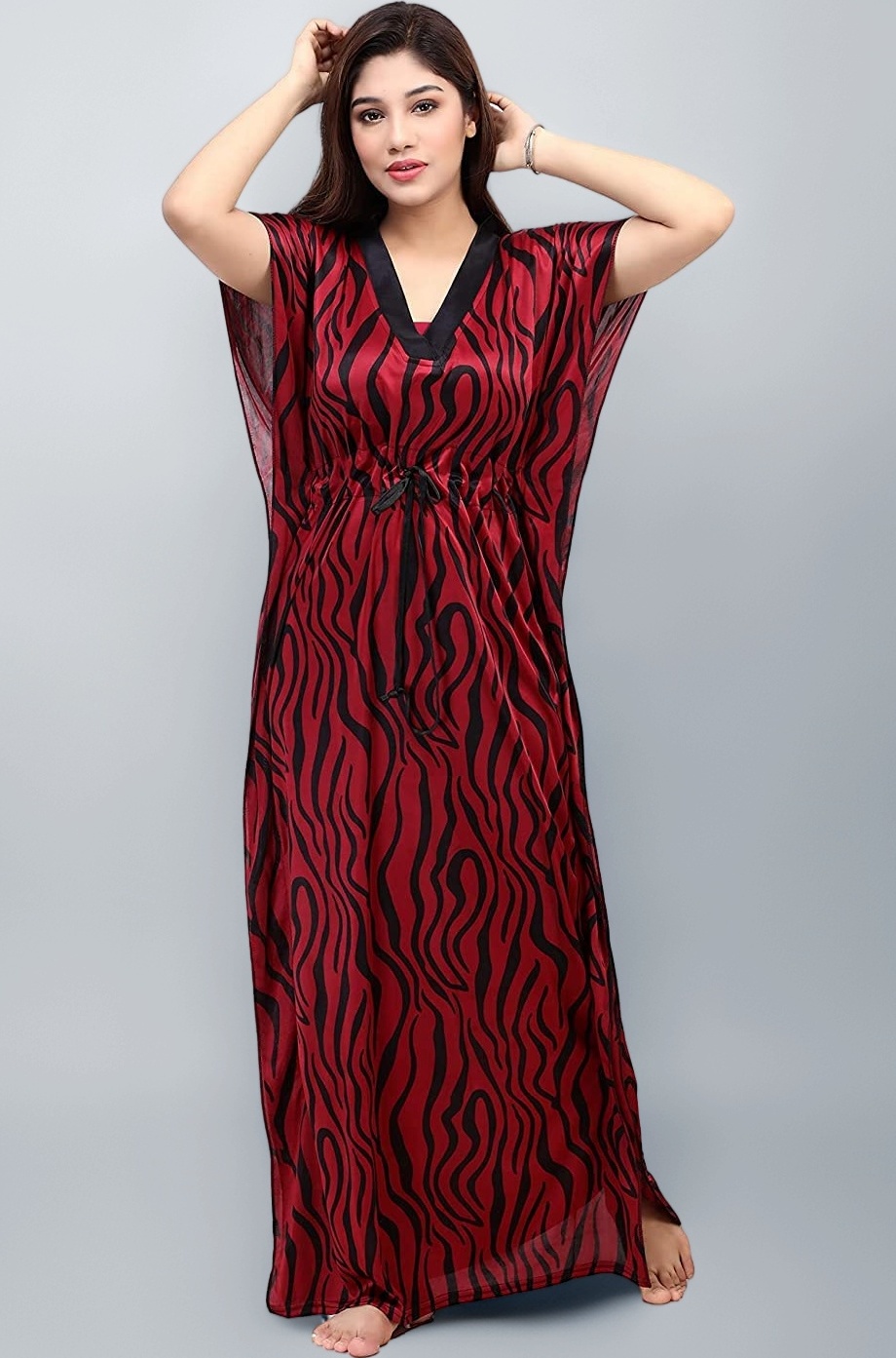 G4Girl Women Satin Maxi Kaftan Nighty Gown