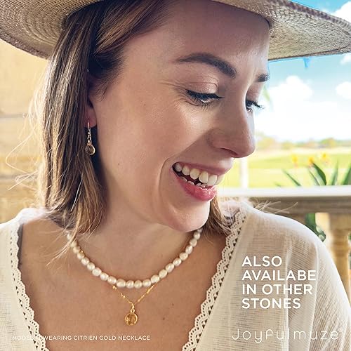 Miniatura 4 de Joyfulmuze Natural Moonstone Round Pendant Necklace, White Gemstones, Sterling Silver Rhodium, Handmade Jewelry Gifts for Women and Men