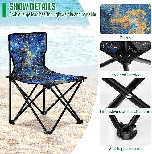 Miniatura 5 de KLL Cielo estrellado A Shooting Star Passing by Sillas plegables portátiles Silla de campamento ligera para interiores con bolsa de transporte,
