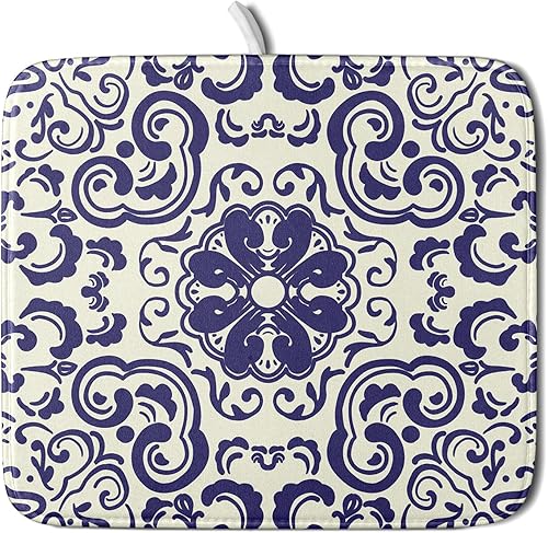 Vista 246 de Daisy On Old - Tapete de secado de platos de madera para encimera de cocina, tapete de secado de madera turquesa de 18 x 24 pulgadas con tapete