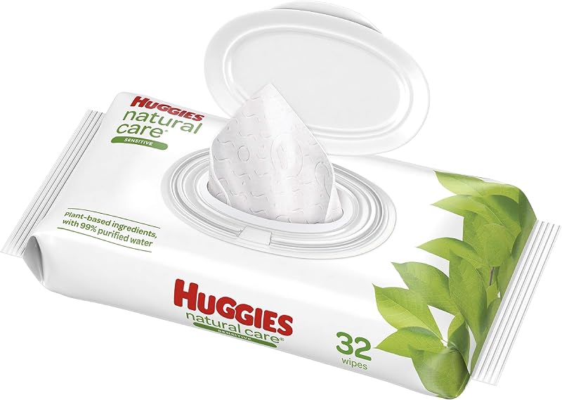 Toallitas para bebé sin perfume Natural Care, Sensitive, Flip-top Pack, 32Count Total