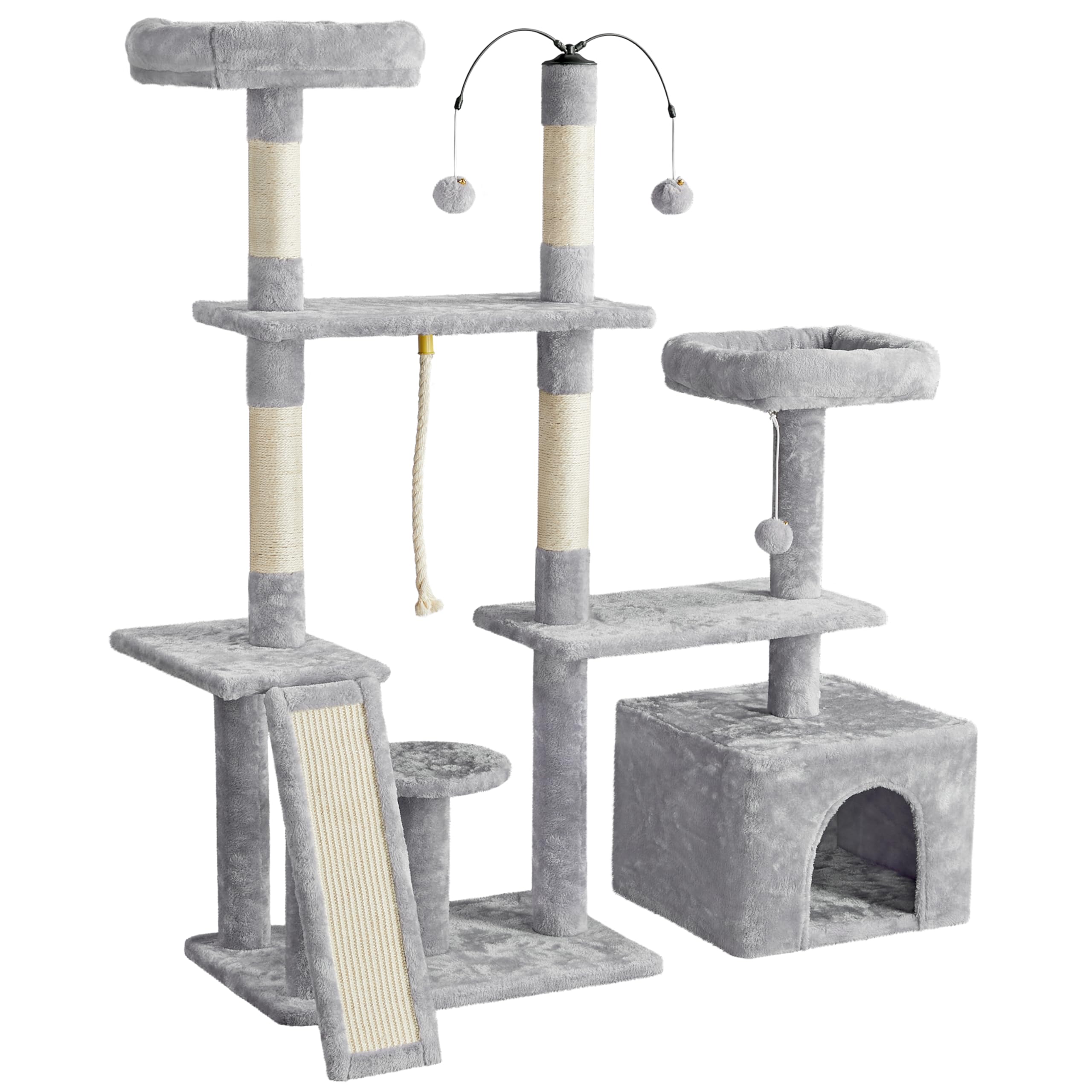 Topeakmart Cat Tree Cat Activity Tower Play Center with Sisal Scratching Posts Perches Condos Dangling Balls