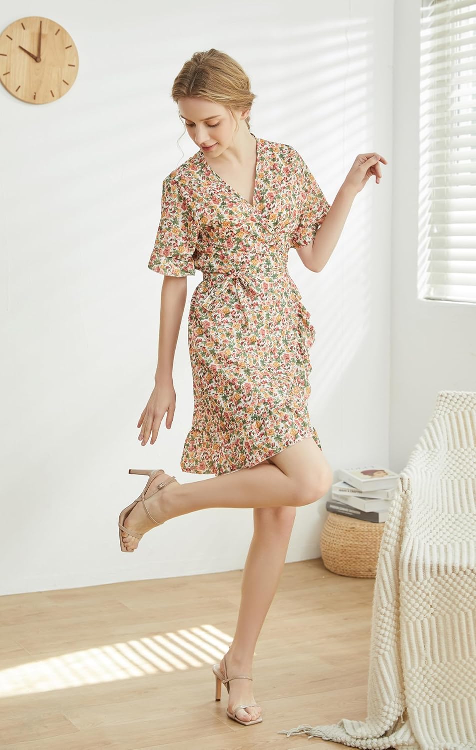 vivianly Women's Strappy Square Toe Ankle Strap Heeled Sandals - Image 2