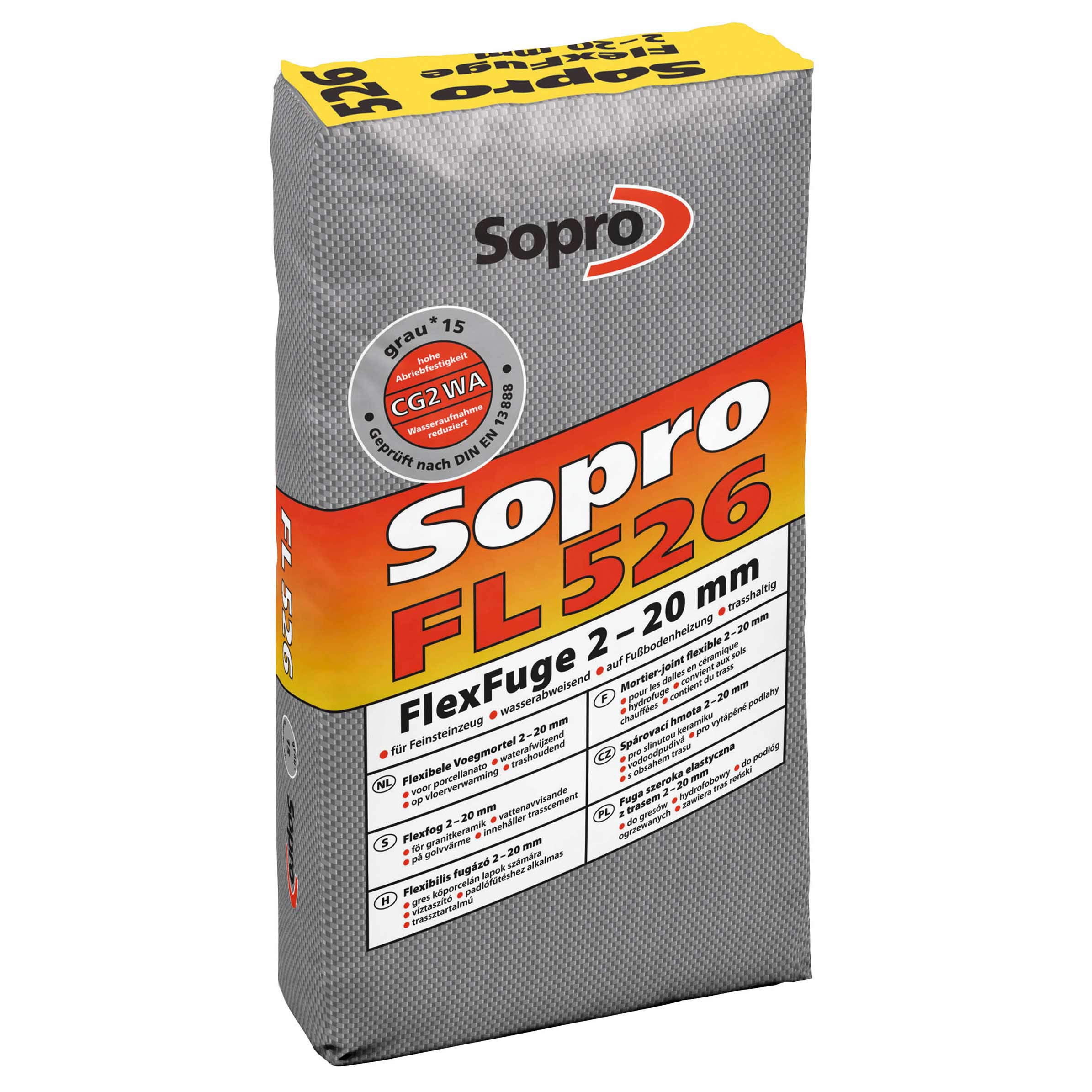 Sopro FlexFuge FL grau | 25 kg - zementärer, flexibler, wasserabweisender, trasshaltiger Fugenmörtel