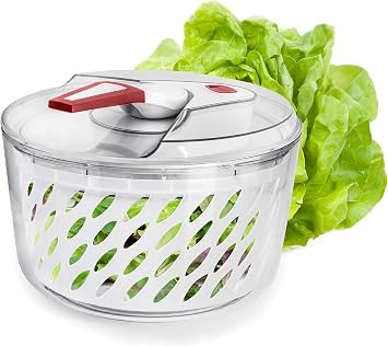 Valore Large Salad Spinner with Lid Lettuce Washer and Vegetable Dryer Fruit Cleaner & Serving Bowl Easy Spin, Quick Brake, BPA-Free