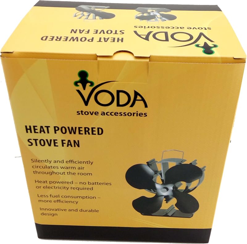 VODA Hőenergiás Kályha Ventilátor Fa és Brikett Tüzeléshez - Környezetbarát Ezüst Színű Kandallóventilátor