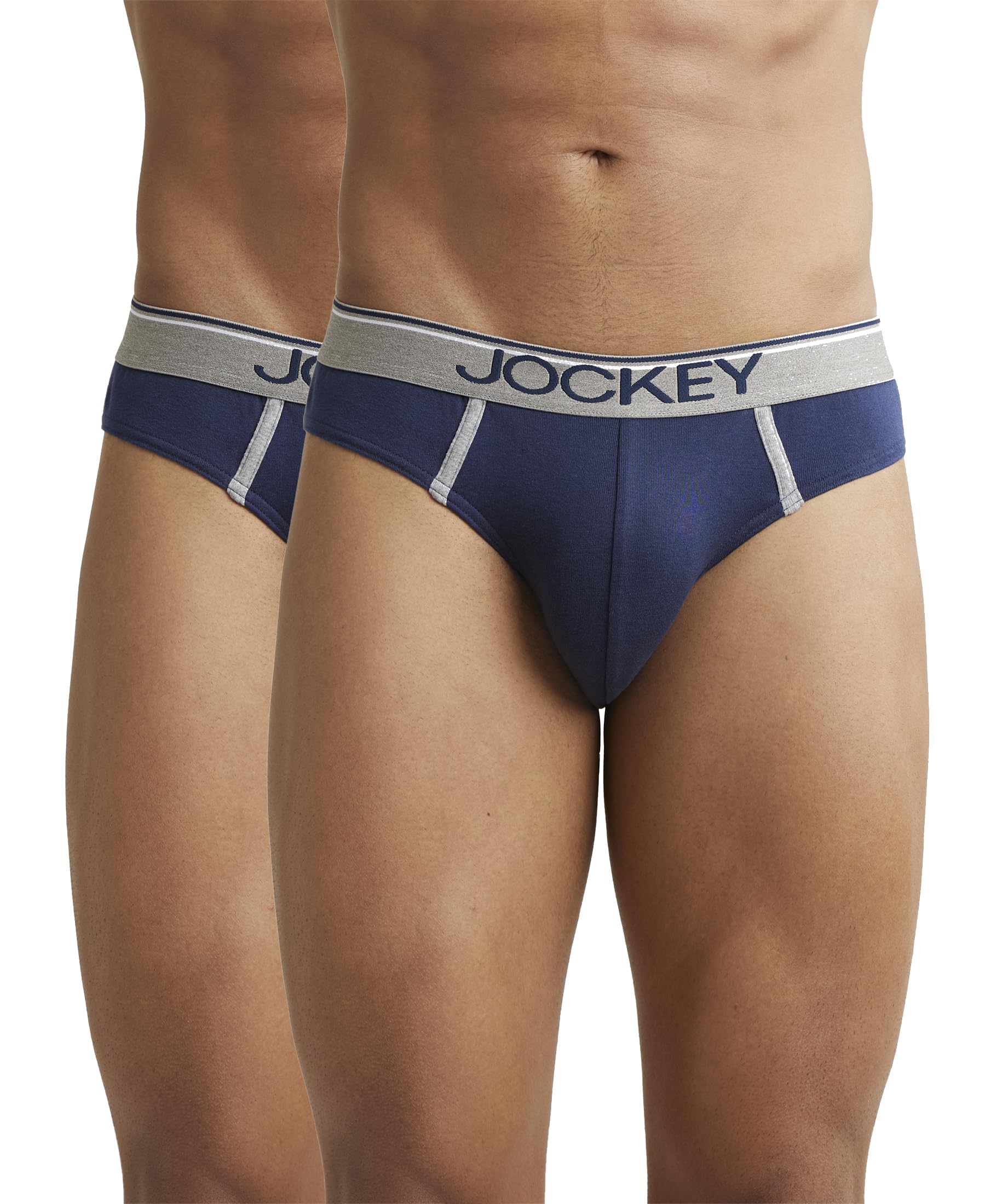 jockey 8044 Men's Super Combed Cotton Rib Solid Brief with Ultrasoft Waistband (Pack of 2)-picture-23