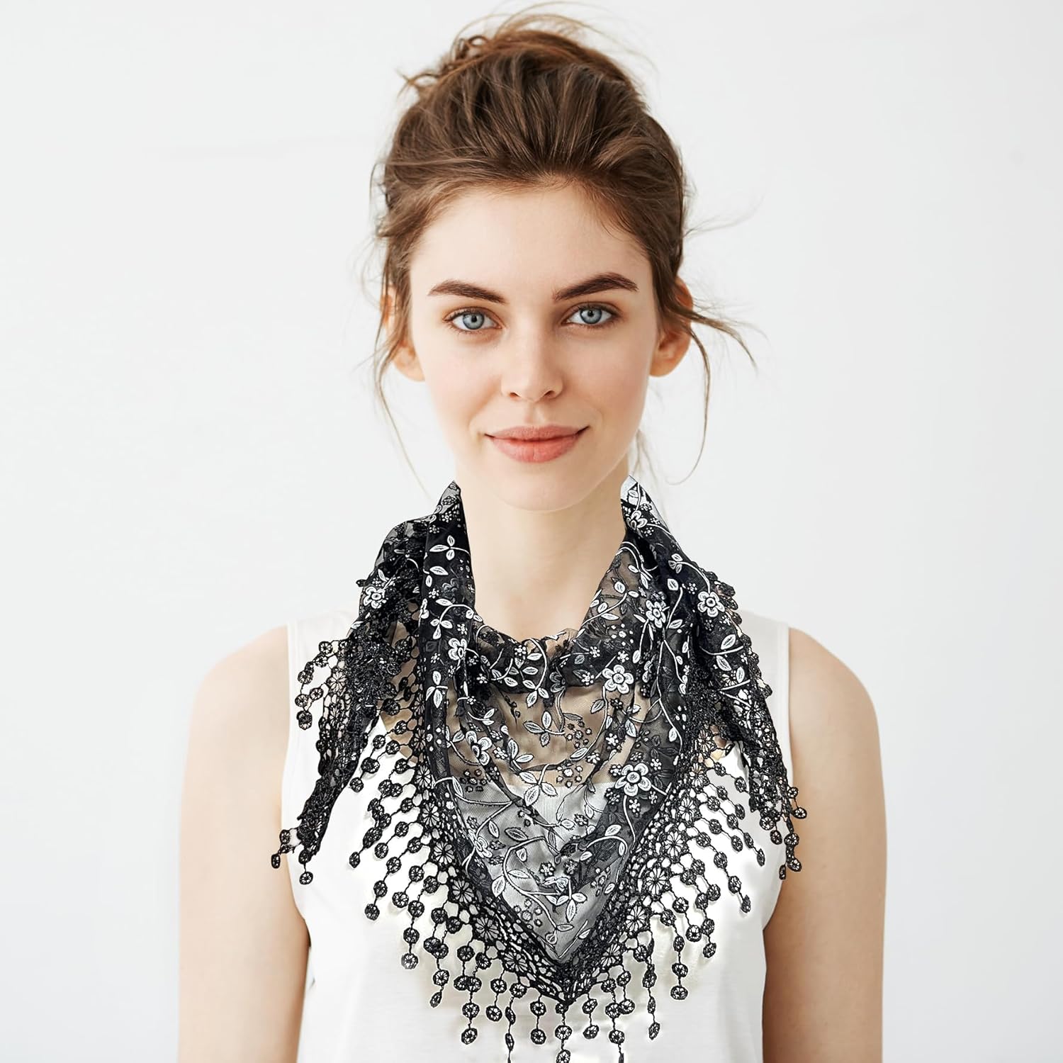 Triangle Lace Chapel Mantilla Veil Vintage Inspired Bridal Funeral Veil Women Church Catholic Travel Tulle Tassel Scarf - Image 7