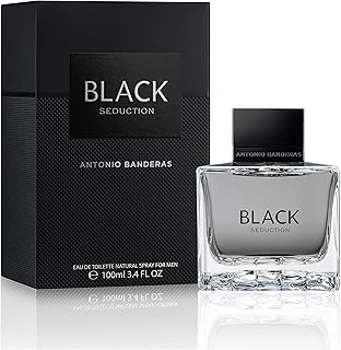 Antonio Banderas Seduction in Black for Men Eau de Toilette Spray, 3.4 Oz