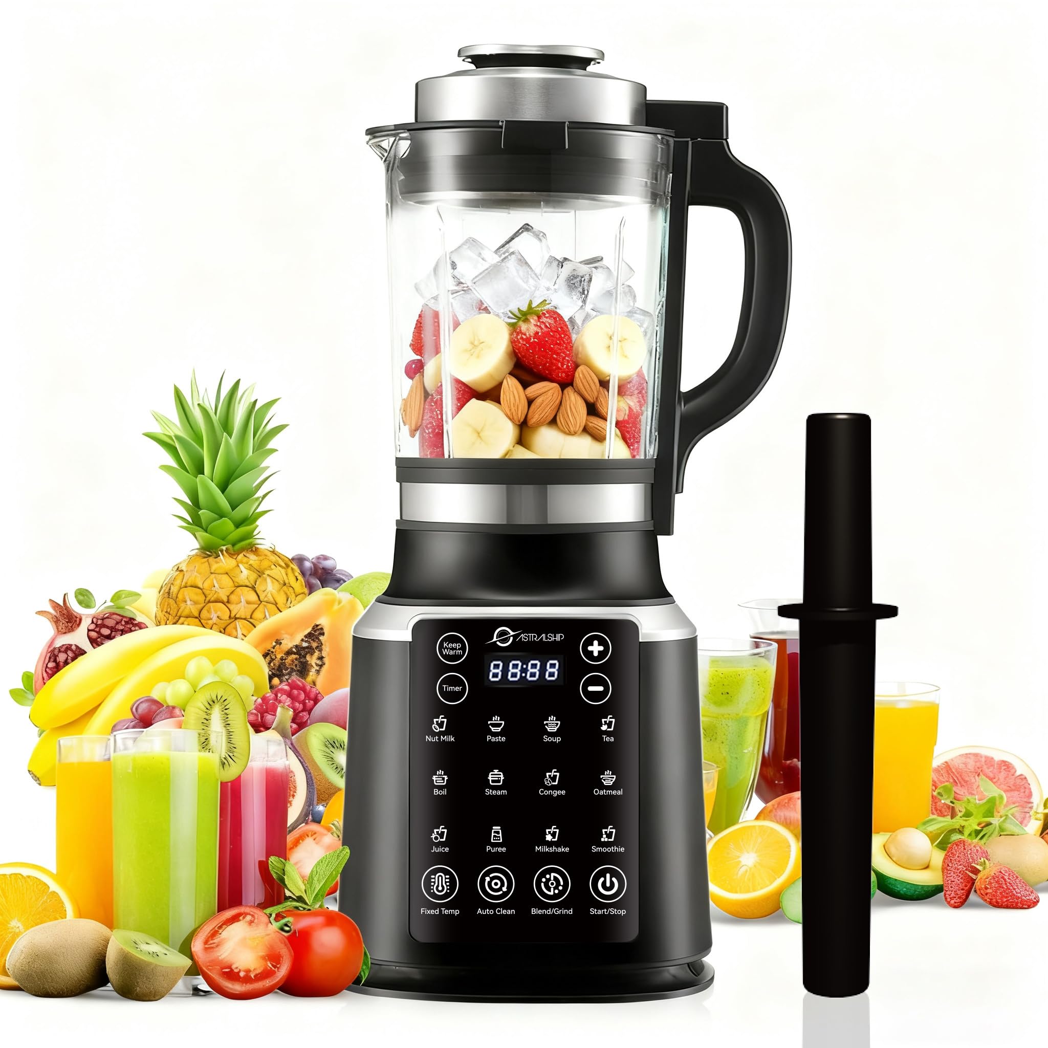 59oz Glass Blenders for Kitchen with Tamper 1500W High Speed Food Processor Adjustable P1 P9 Smoothie Maker Professional