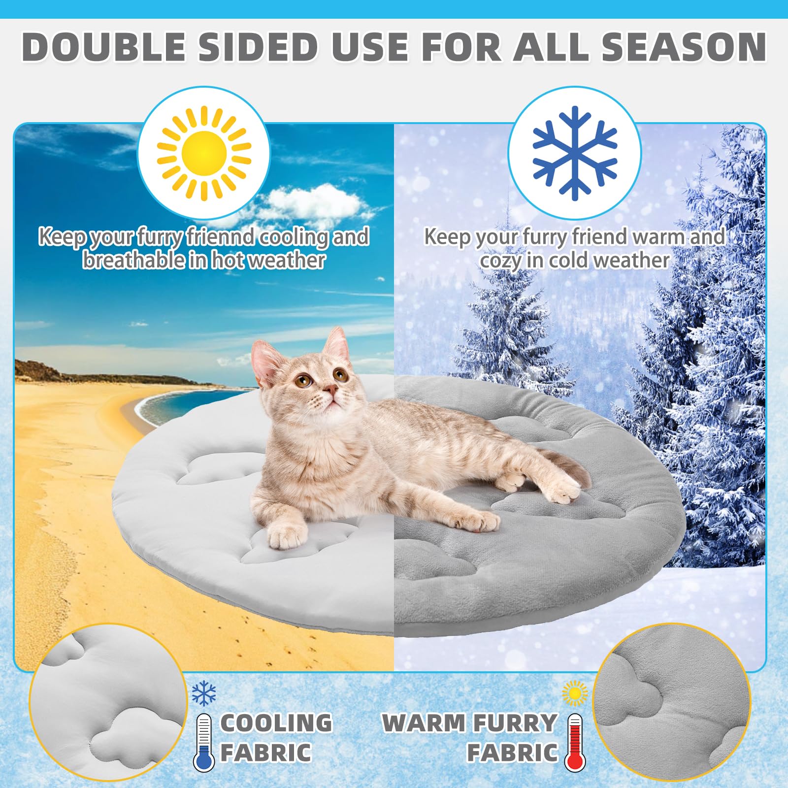 KOOLTAIL Alfombrilla de refrigeración para gatos, almohadilla de refrigeración de dos caras mejorada para perros, gatos, cachorros, manta suave de verano para mascotas, perrera para mantenerse fresca