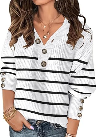 Soesdemo Womens Oversized Sweater Striped Knitted Pullover Tunic Sweaters