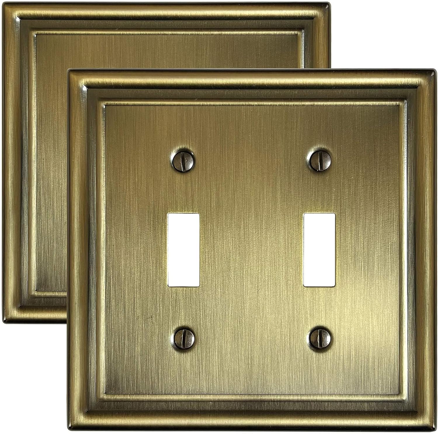 ZILLSEA Double Toggle Switch Wall Plate, 2Gang Metal Light Switch