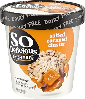 So Delicious Salted Caramel Cluster Cashewmilk Frozen Dessert - Vegan Dairy-Free Ice Cream, Non-GMO, 1 Pint