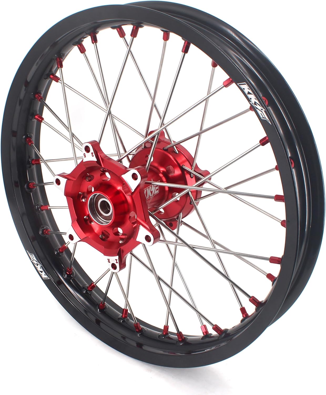 KKE 21'' 18'' Enduro Motorcycle Wheels Rims Compatible with HONDA XR250R 1997-2004 OEM Size Red Nipple