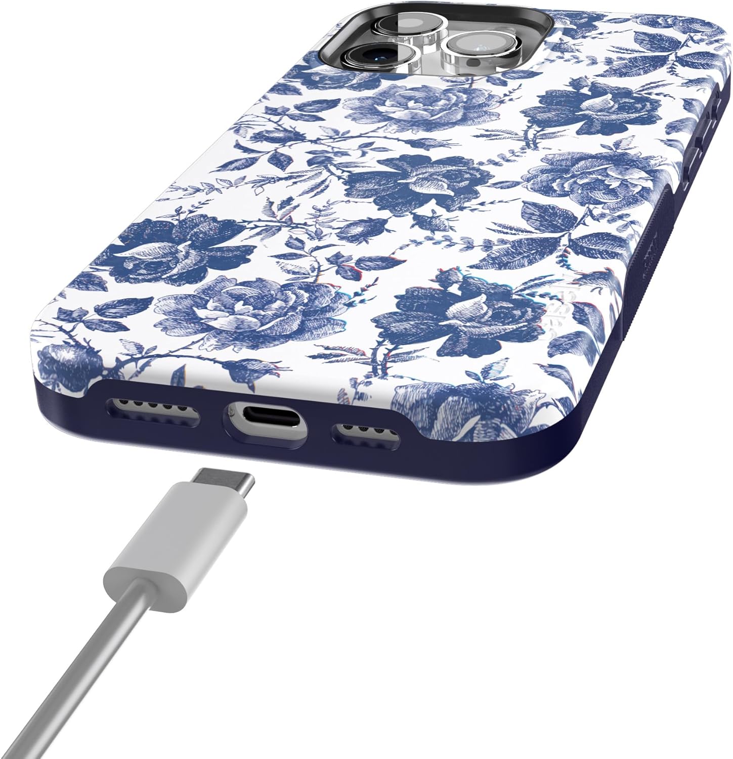 Casely iPhone 15 Pro Max Case | Rose to Fame | Blue & White Floral | Bold Protective Design | Compatible with MagSafe - Image 2