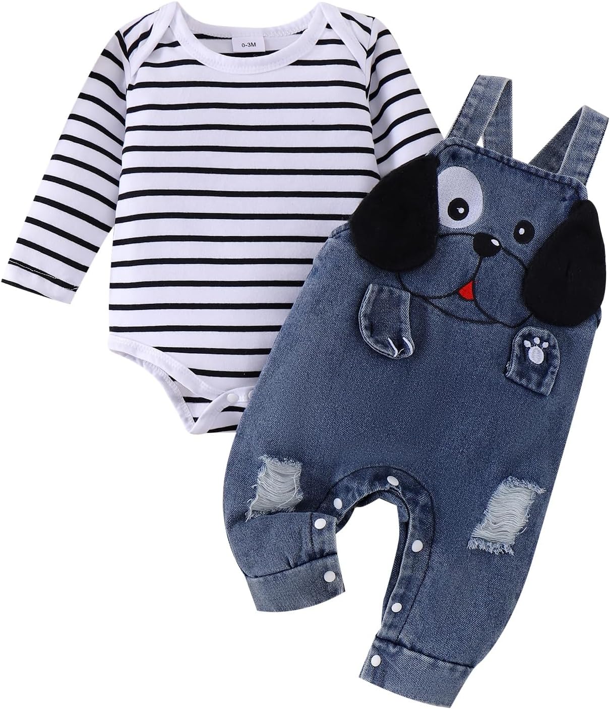 Baby Boy Clothes Newborn Long Sleeve Romper Cartoon Animal Jeans Suspender Overalls Jumpsuit Fall Outfits 0-18 Months
