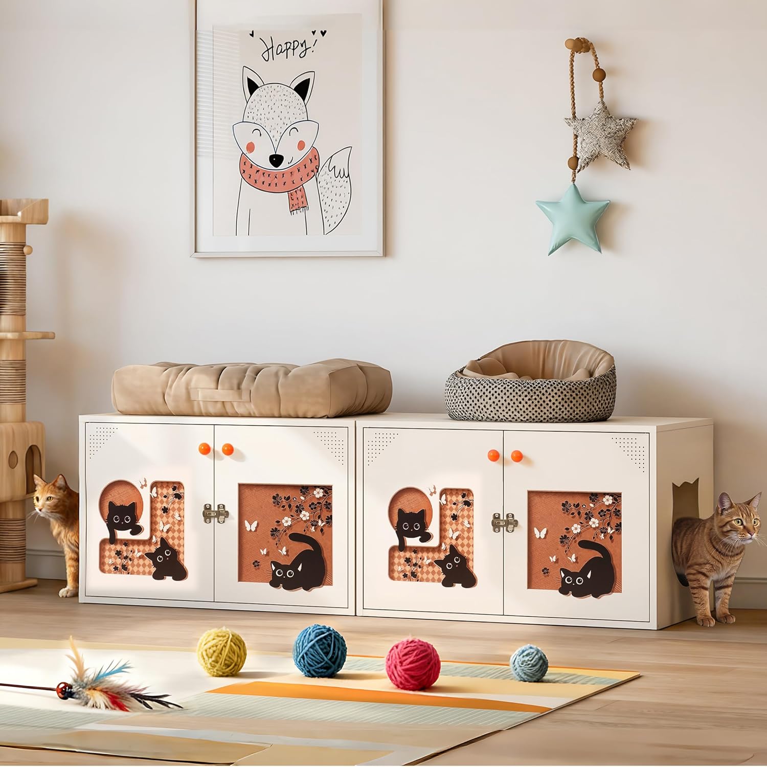 Indoor Cat House with Ventilated Odor Control - Metal Cat Houses & Condos for Cats, Durable, Easy Assembly, Cat Igloo Outdoor for Garden Patio Backyard