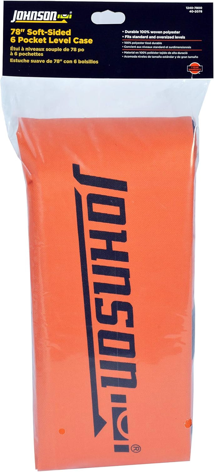 Johnson Level & Tool 1240-7800 Soft-Sided 6 Pocket Level Case, 78", Orange, 1 Level Case