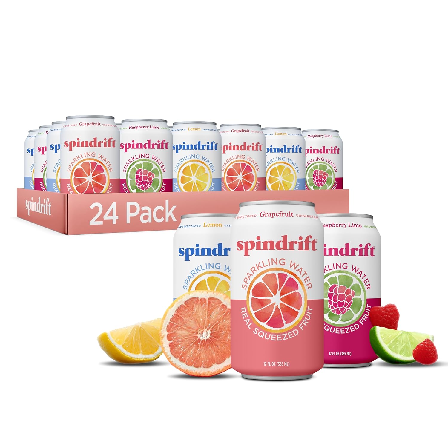 Spindrift Mocktail Variety Pack Can 12 Ounce (Pack of 24)