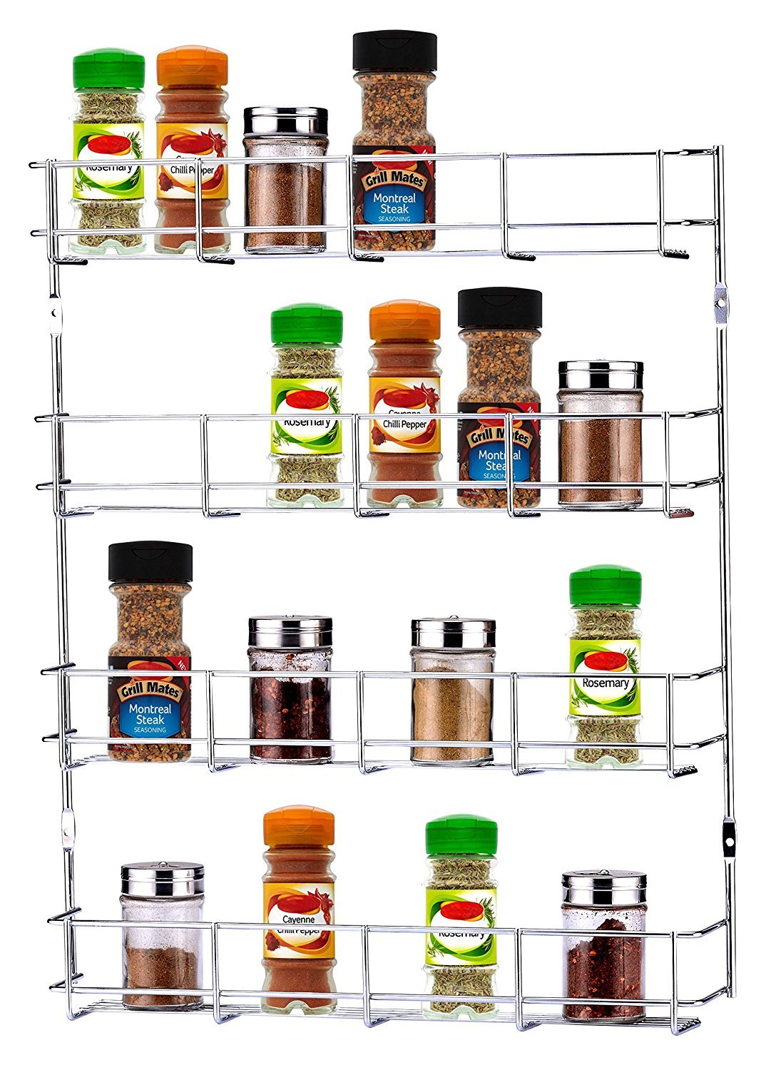 Cookspace (4 Tier) Spice Rack Wall Mounted Chrome Plated With Fixings