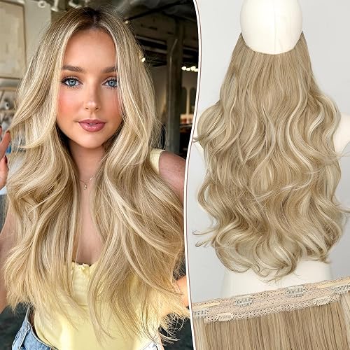 KooKaStyle Invisible Wire Hair Extensions Long Straight Layered Synthetic with
