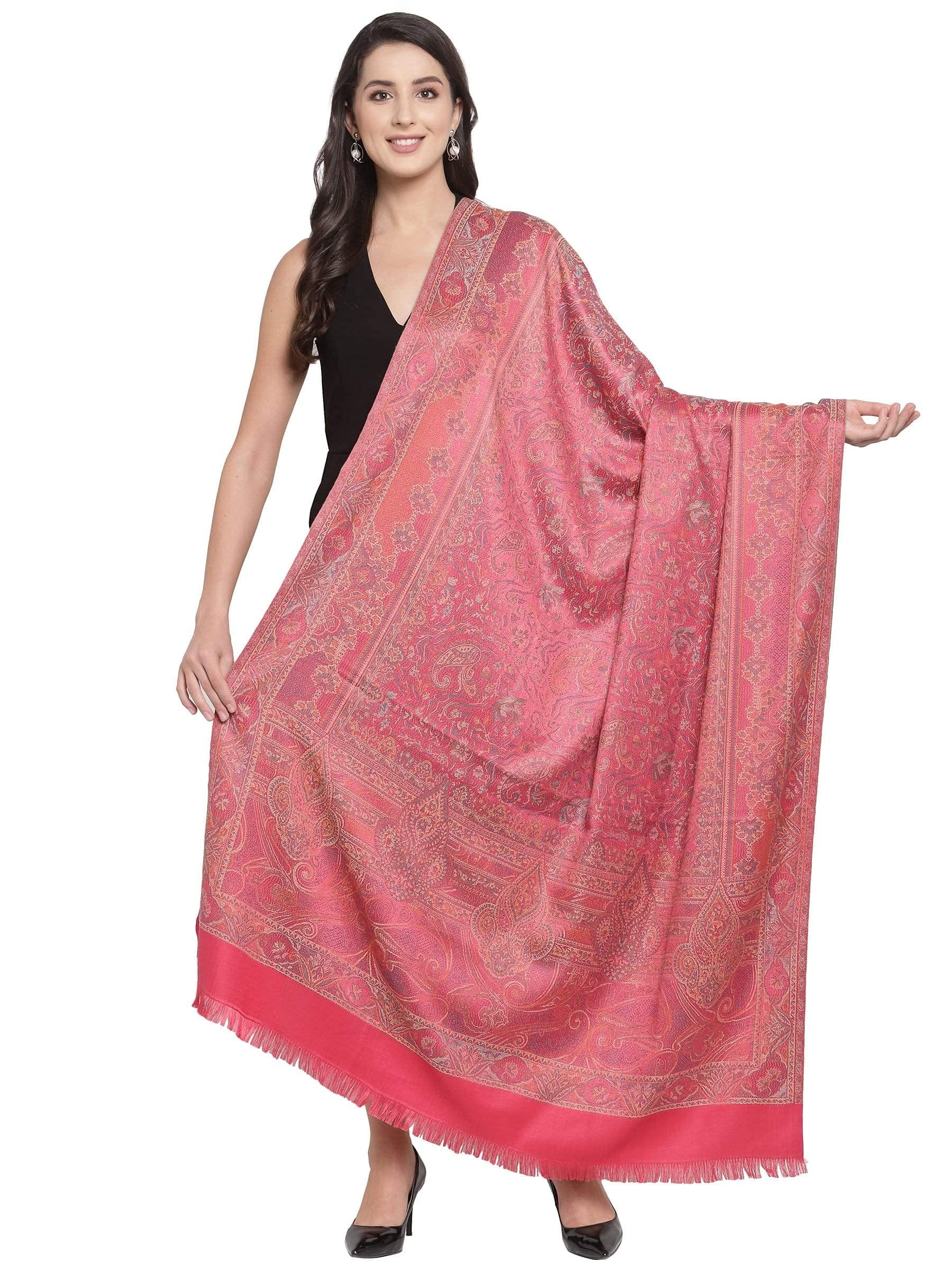 Pashtush Women's Jamawar Shawl, Navy blue
